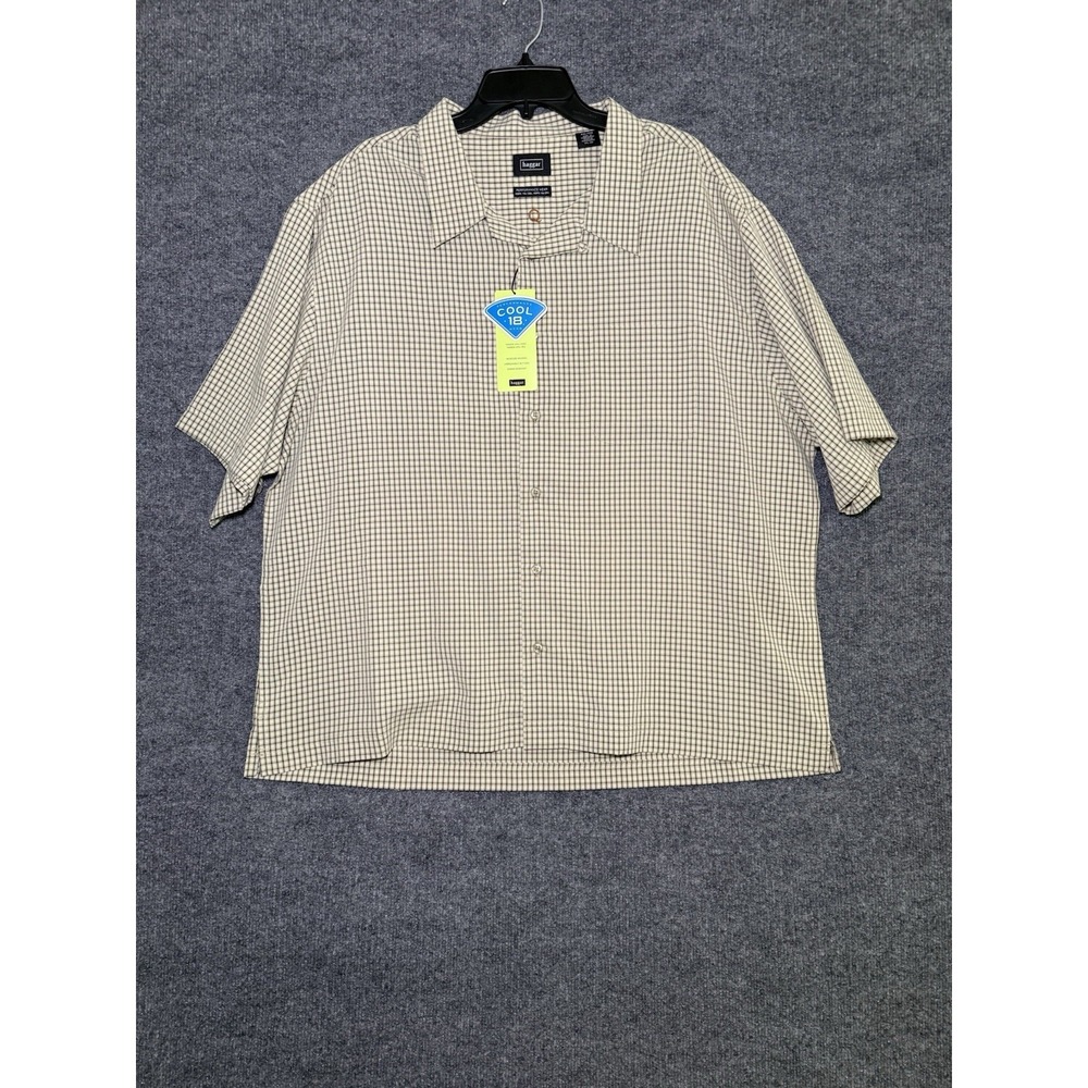 NWT Hagger Men's Sleeve Plaid Print Button Down Shirt Size XXL Keeps You Cool
